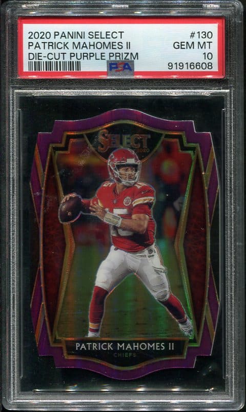 Authentic 2020 Panini Select Purple Prizm Die-Cut Patrick Mahomes PSA 10 Football Card