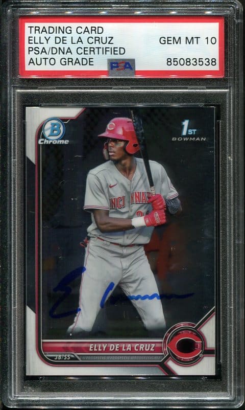 2022 Bowman Chrome Autographed Elly De La Cruz PSA 10 Rookie Baseball Card