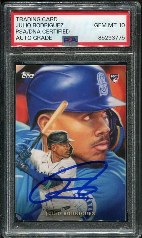 Authentic Autographed 2022 Topps #8 Julio Rodriguez PSA 10 Baseball Card