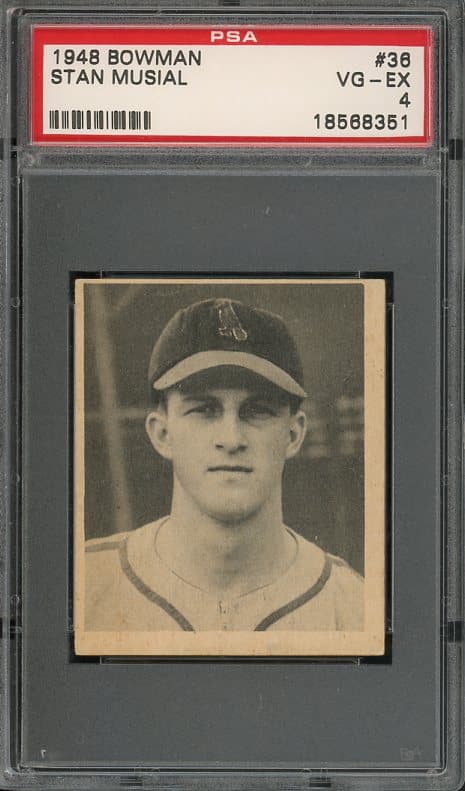 Authentic 1948 Bowman #36 Stan Musial PSA 3 Rookie Baseball Card