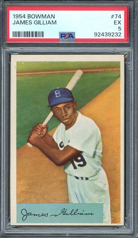 Authentic 1954 Bowman #74 James Gilliam PSA 5 Baseball Card