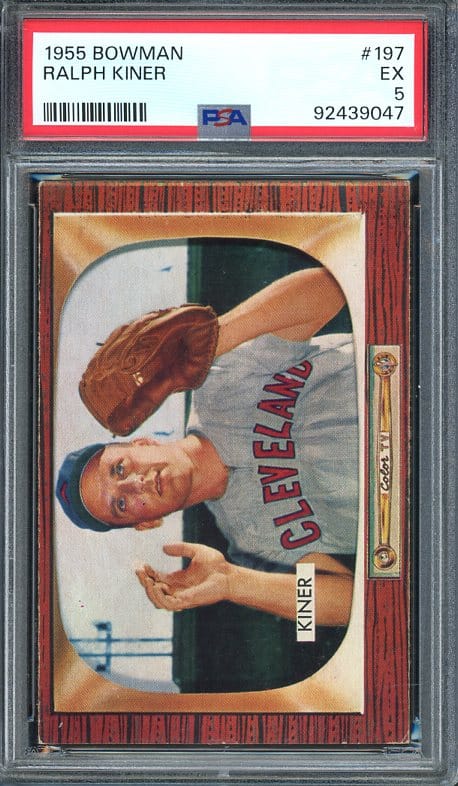 Authentic 1955 Bowman #197 Ralph Kiner PSA 5 Baseball Card