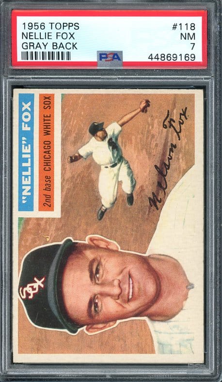 Authentic 1956 Topps #118 Nellie Fox Gray Back PSA 7 Baseball Card