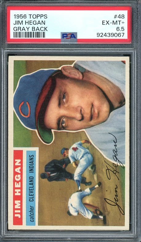 Authentic 1956 Topps #Jim Hegan PSA 6.5 Gray Back Baseball Card