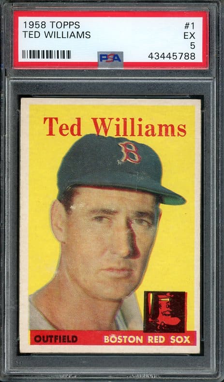 Authentic 1958 Topps #1 Ted Williams PSA 5 Vintage Baseball Card