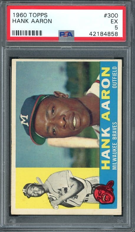 Authentic 1960 Topps #300 Hank Aaron PSA 5 Baseball Card