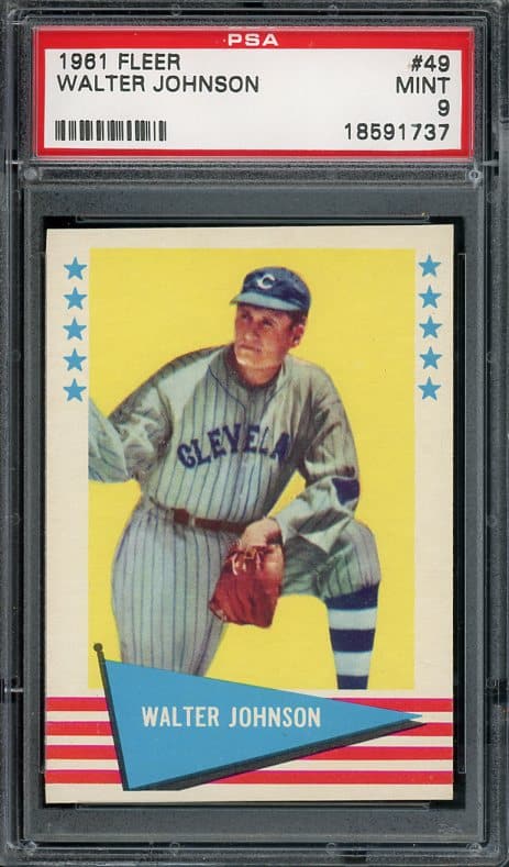 Authentic 1961 Fleer #49 Walter Johnson PSA 9 Baseball Card