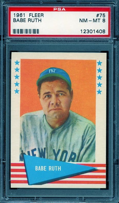 Authentic 1961 Fleer #75 Babe Ruth PSA 8 Baseball Card