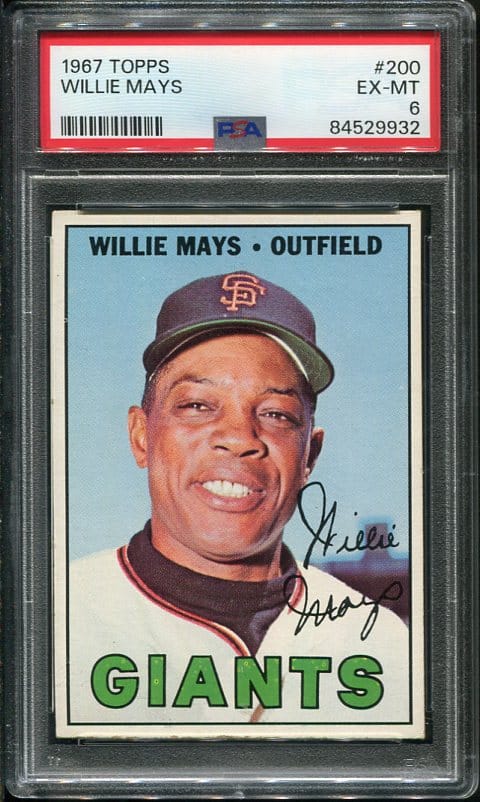 Authentic 1967 Topps #200 Willie Mays PSA 6 Baseball Card