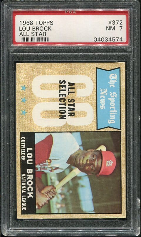 Authentic 1968 Topps #372 Lou Brock All Star PSA 7 Baseball Card