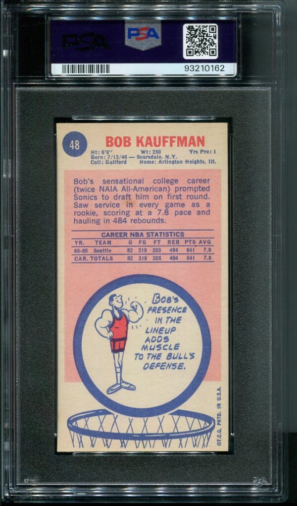 Authentic 1969 Topps #48 Bob Kauffman PSA 7 Basketball Card