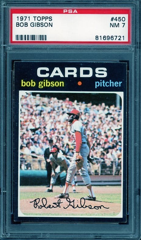 Authentic 1971 Topps #450 Bob Gibson PSA 7 Baseball Card