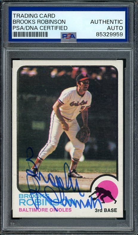 Authentic 1973 Topps #90 Brooks Robinson Autographed Baseball Card