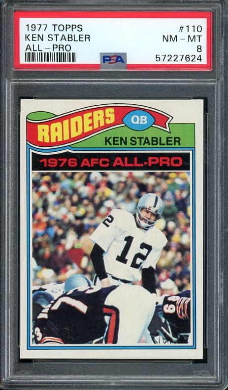 Authentic 1977 Topps #110 Ken Stabler All-Pro PSA 8 Football Card