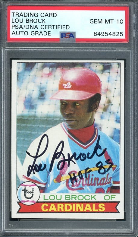 Authentic 1979 Topps #665 Lou Brock PSA/DNA Autographed Baseball Card