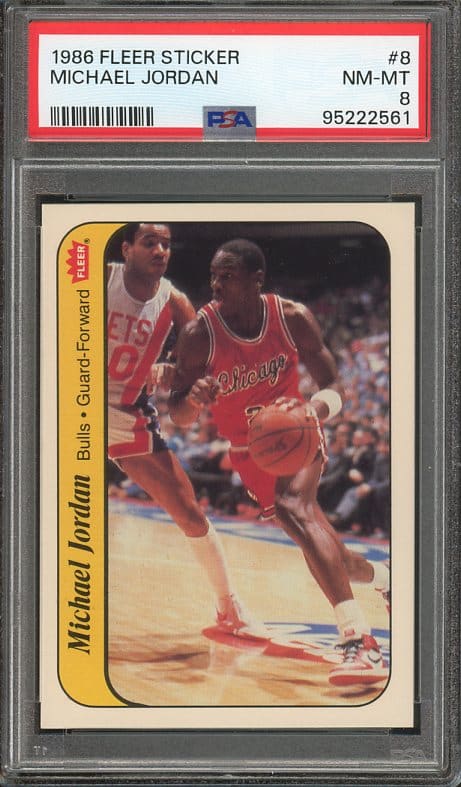 Authentic 1986 Fleer Sticker #8 Michael Jordan RC PSA 8 Basketball Card