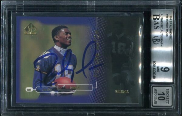 Authentic Autographed 1998 Upper Deck SP Authentic #18 Randy Moss Rookie Football Card Beckett 9 Auto 10