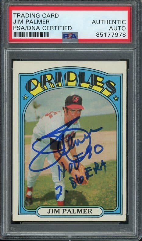 Authentic Autographed 1972 Topps #270 Jim Palmer Baseball Card