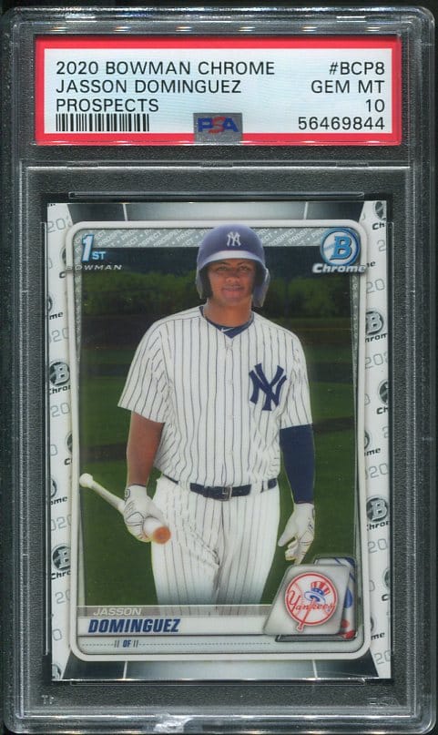 Authentic 2020 Bowman Chrome Mega Box #BCP8 Jasson Dominguez PSA 10 Rookie Baseball Card