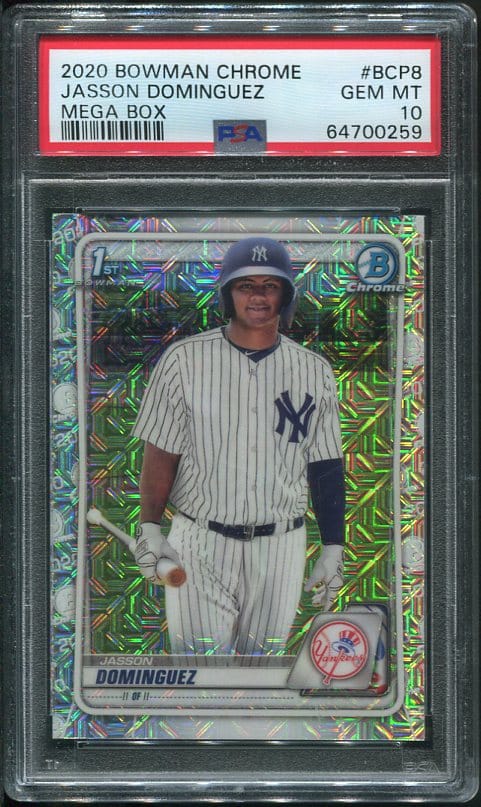 Authentic 2020 Bowman Chrome Mega Box #BCP8 Jasson Dominguez PSA 10 Rookie Baseball Card