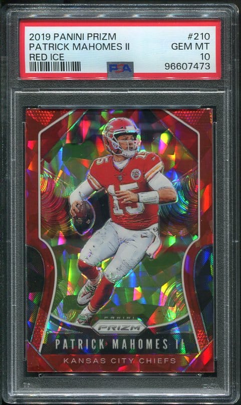 Authentic 2019 Panini Prizm #210 Red Ice Patrick Mahomes PSA 10 Football Card