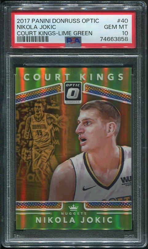 Authentic 2017 Panini Donruss Optic #40 Nikola Jokic Lime Green Court Kings PSA 10 Basketball Card