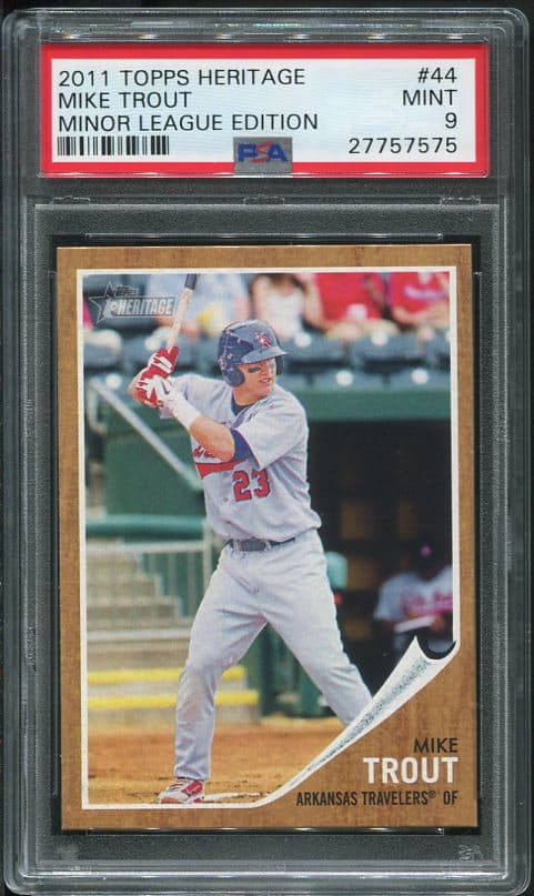 Authentic 2011 Topps Heritage #44 Mike Trout Minor League Edition PSA 9 Baseball Card