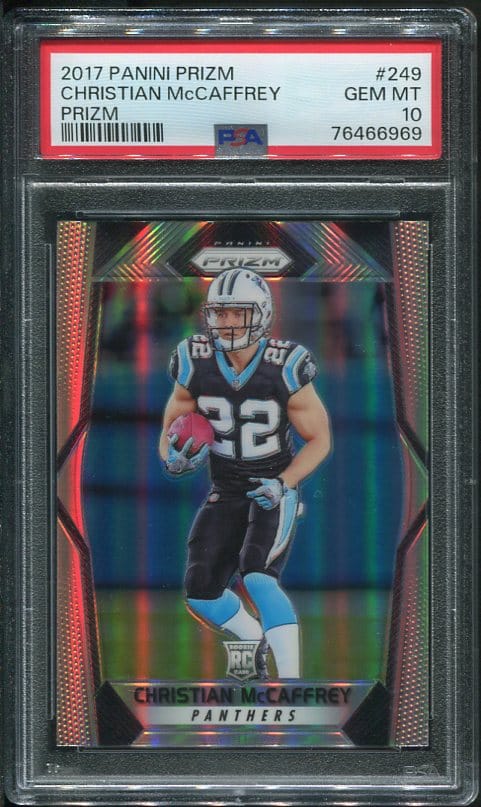 Authentic 2017 Panini Prizm #249 Christian McCaffrey PSA 10 Rookie Football Card