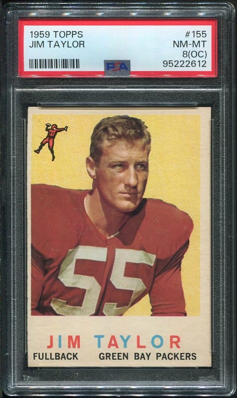 Authentic 1959 Topps #155 Jim Taylor PSA 8(OC) Rookie Football Card -