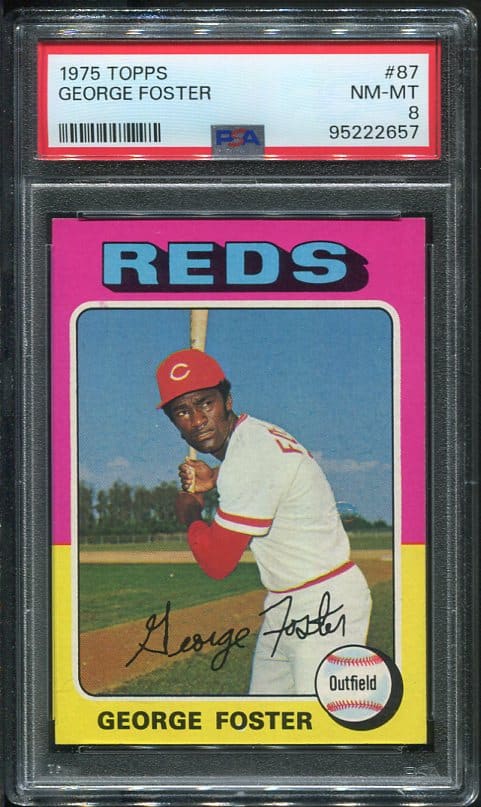 Authentic 1975 Topps #87 George Foster PSA 8 Baseball Card