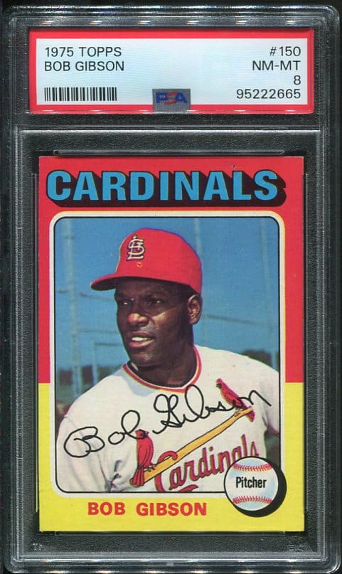 Authentic 1975 Topps #150 Bob Gibson PSA 8 Baseball Card