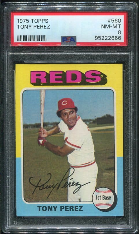 Authentic 1975 Topps #560 Tony Perez PSA 8 Baseball Card