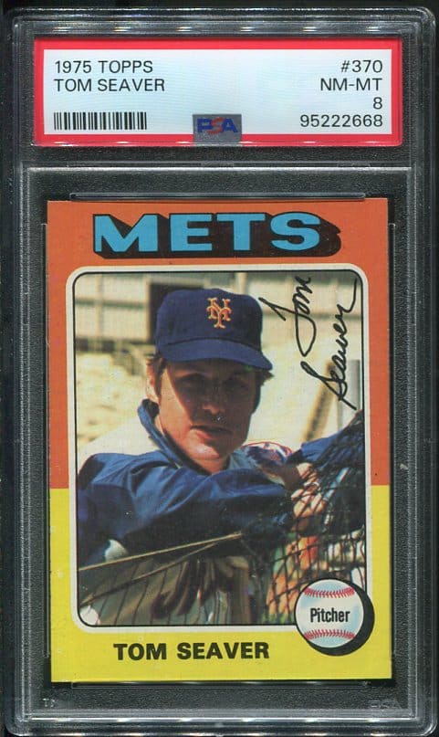 Authentic 1975 Topps #370 Tom Seaver PSA 8 Baseball Card