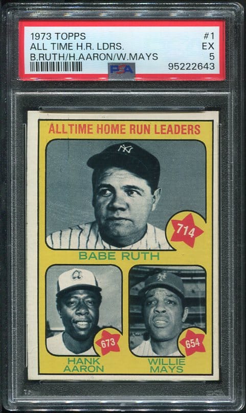 Authentic 1973 Topps #1 All Time HR Leaders PSA 5 Baseball Card