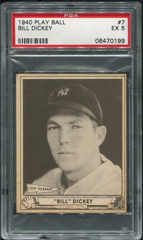 Authentic 1940 Play Ball #7 Bill Dickey PSA 5 Baseball Card