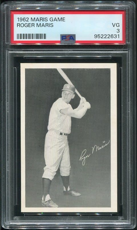 Authentic 1962 Maris Game Roger Maris PSA 3 Baseball Card