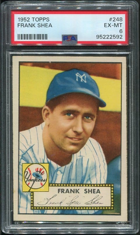 Authentic 1952 Topps #248 Frank Shea PSA 6 Baseball Card