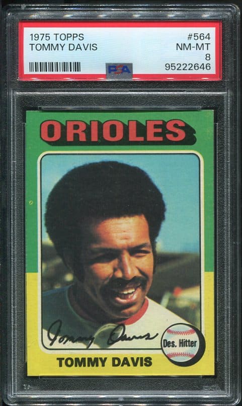 Authentic 1975 Topps #564 Tommy Davis PSA 8 Baseball Card