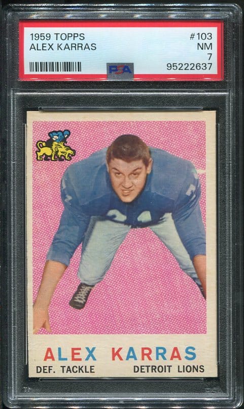 Authentic 1959 Topps #103 Alex Karras PSA 7 Rookie Football Card