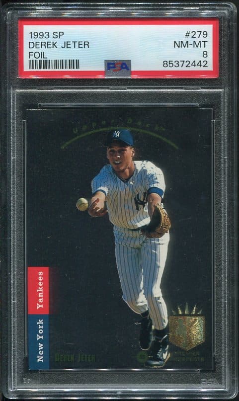 Authentic 1993 SP Foil #279 Derek Jeter PSA 8 Rookie Baseball Card