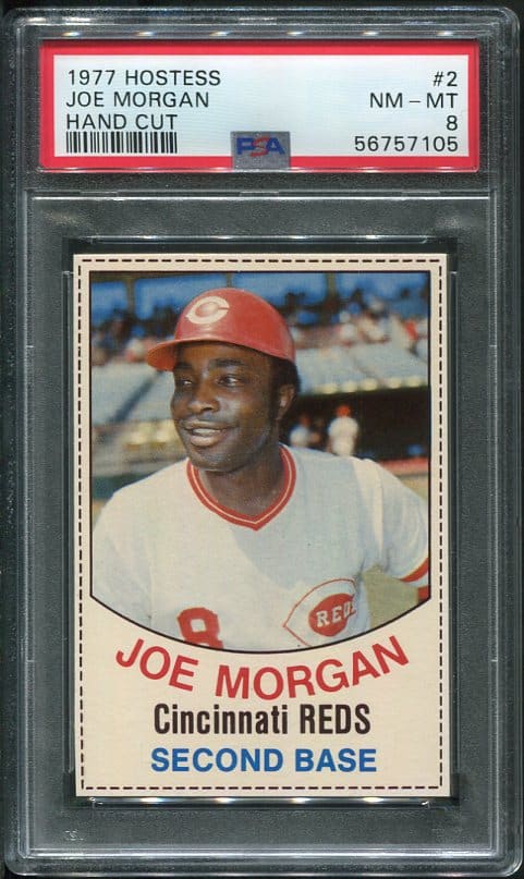 Authentic 1977 Hostess #2 Joe Morgan Hand Cut PSA 8 Baseball Card