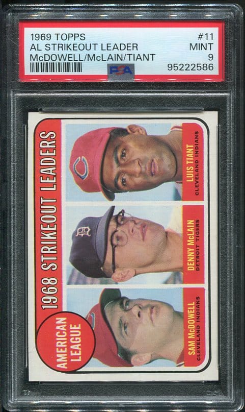 Authentic 1969 Topps #11 AL Strikeout Leader PSA 9 Baseball Card