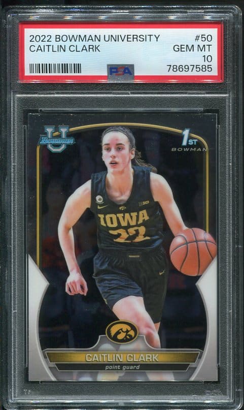 Authentic 2022 Bowman University #50 Caitlin Clark PSA 10 Rookie Basketball Card