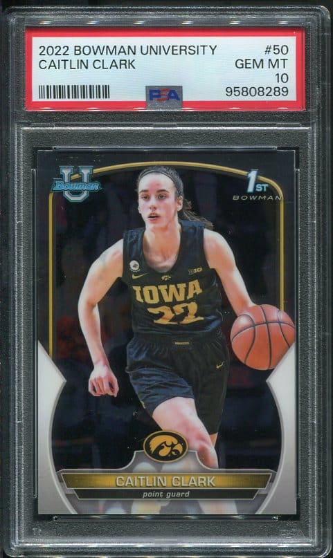 Authentic 2022 Bowman University #50 Caitlin Clark PSA 10 Rookie Basketball Card