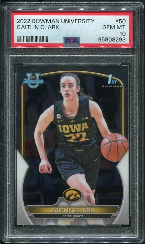 Authentic 2022 Bowman University #50 Caitlin Clark PSA 10 Rookie Basketball Card