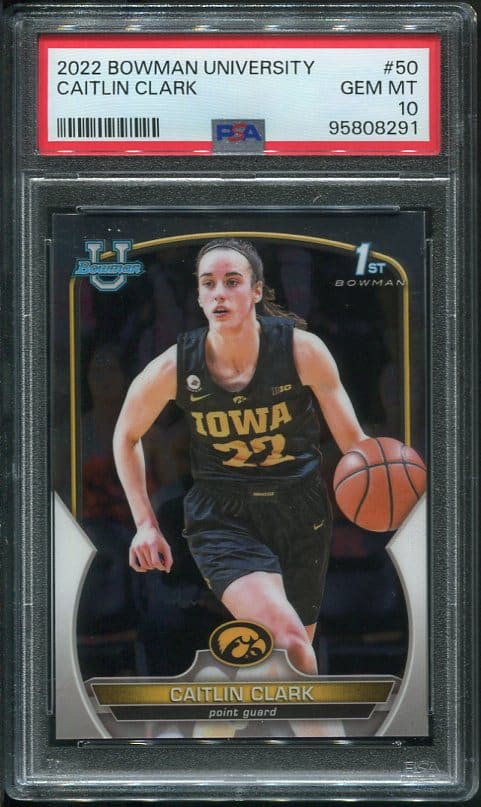 Authentic 2022 Bowman University #50 Caitlin Clark PSA 10 Rookie Basketball Card