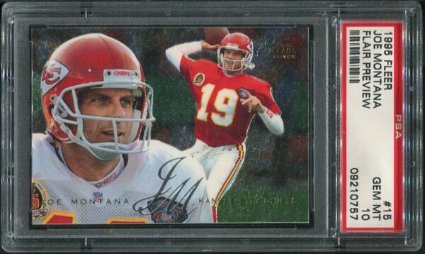 Authentic 1995 Fleer Flair Preview #15 Joe Montana PSA 10 Football Card