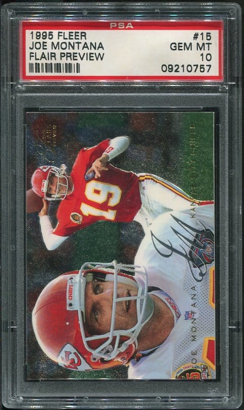 Authentic 1995 Fleer Flair Preview #15 Joe Montana PSA 10 Football Card