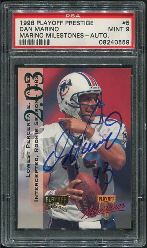 1998 Playoff Prestige #5 Marino Milestones PSA 9 Autographed Football Card