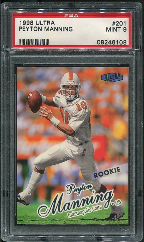 Authentic 1998 Fleer Ultra #201 Peyton Manning PSA 9 Rookie Football Card